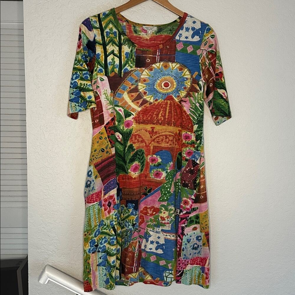 NEW Orientique Naturally Australia Colorful Dress Organic Cotton Oversized XS
